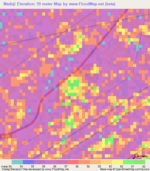 Madeji,Pakistan Elevation Map