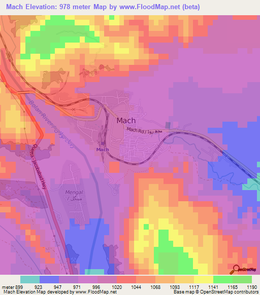 Mach,Pakistan Elevation Map