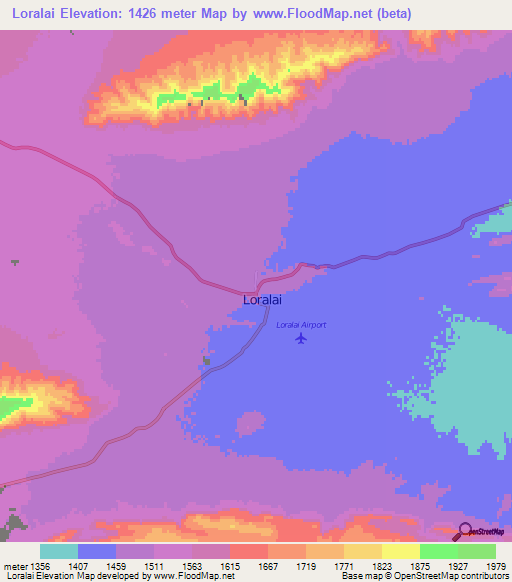 Loralai,Pakistan Elevation Map