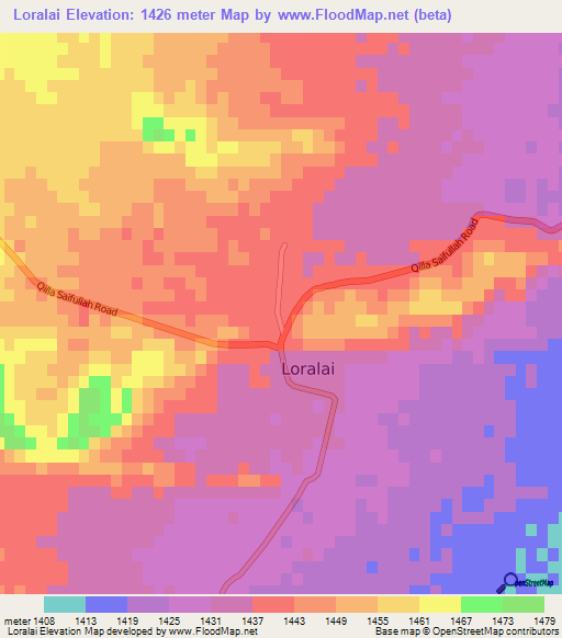 Loralai,Pakistan Elevation Map