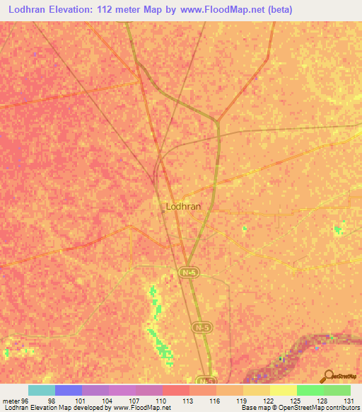 Lodhran,Pakistan Elevation Map