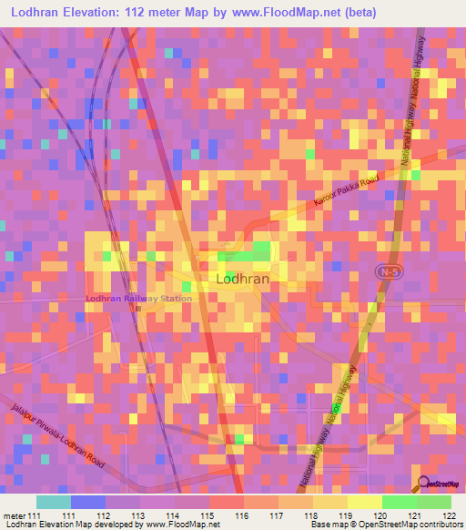 Lodhran,Pakistan Elevation Map