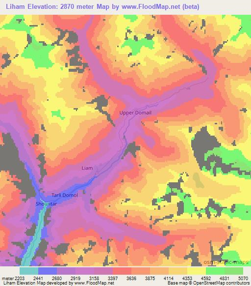 Liham,Pakistan Elevation Map