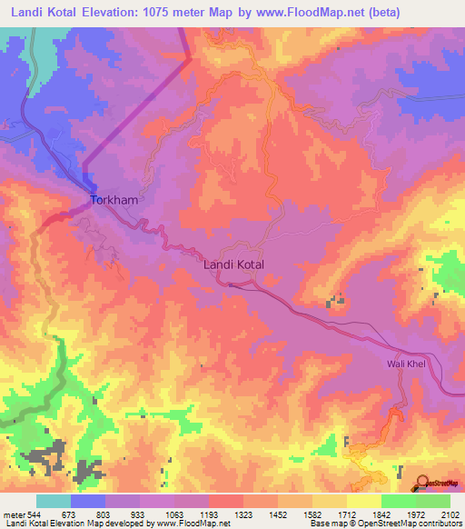 Landi Kotal,Pakistan Elevation Map