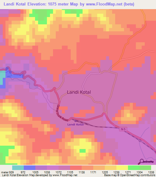 Landi Kotal,Pakistan Elevation Map