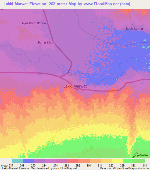 Lakki Marwat,Pakistan Elevation Map