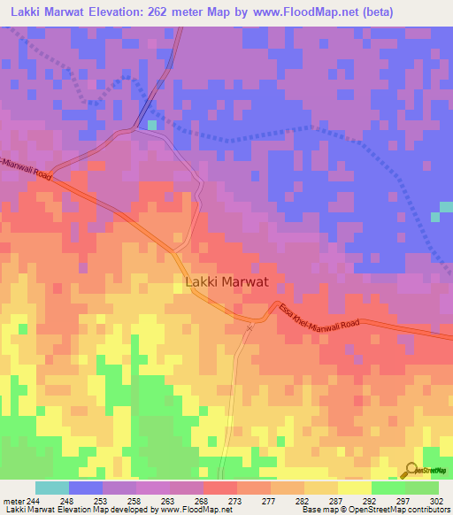 Lakki Marwat,Pakistan Elevation Map