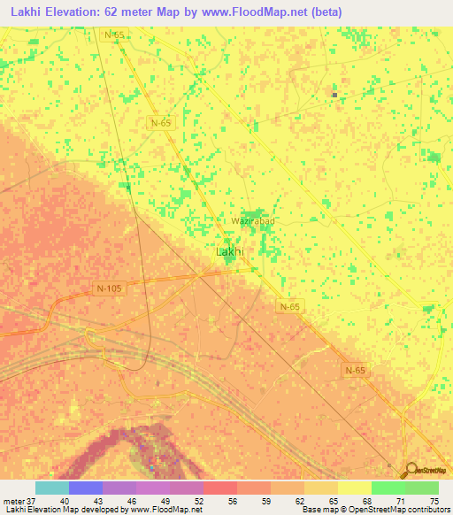 Lakhi,Pakistan Elevation Map