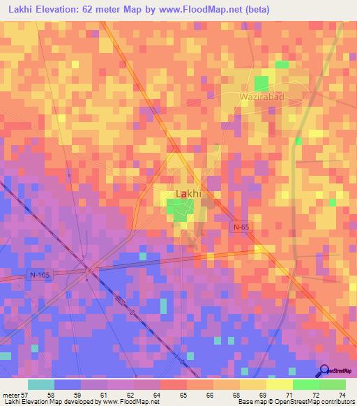 Lakhi,Pakistan Elevation Map