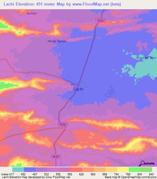 Lachi,Pakistan Elevation Map