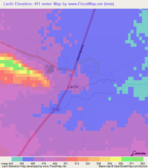 Lachi,Pakistan Elevation Map