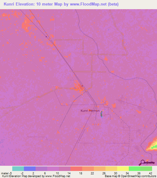 Kunri,Pakistan Elevation Map