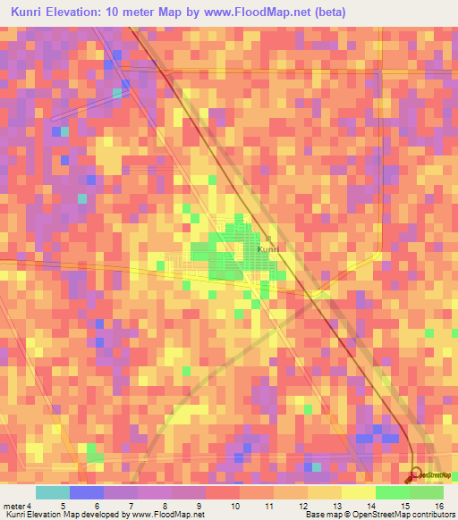 Kunri,Pakistan Elevation Map