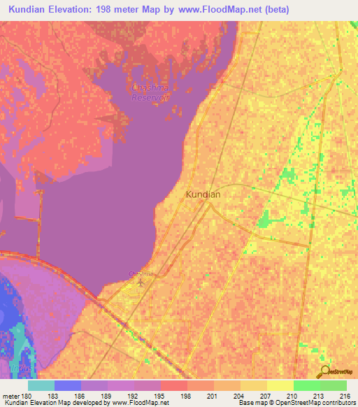 Kundian,Pakistan Elevation Map