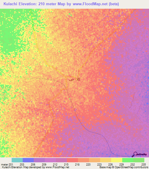 Kulachi,Pakistan Elevation Map