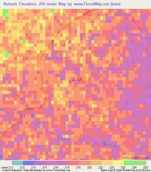 Kulachi,Pakistan Elevation Map