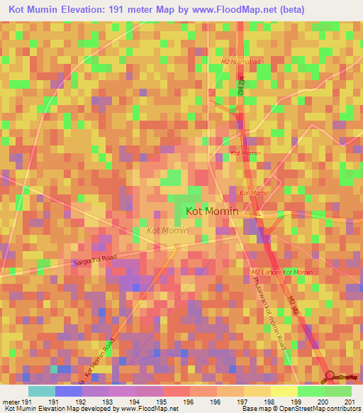 Kot Mumin,Pakistan Elevation Map