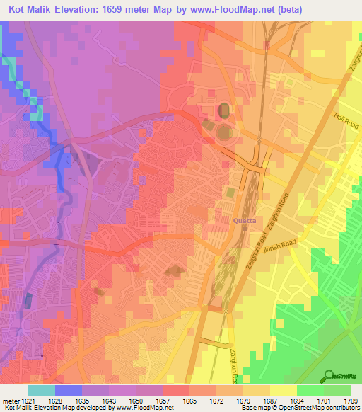 Kot Malik,Pakistan Elevation Map