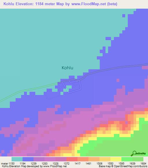 Kohlu,Pakistan Elevation Map