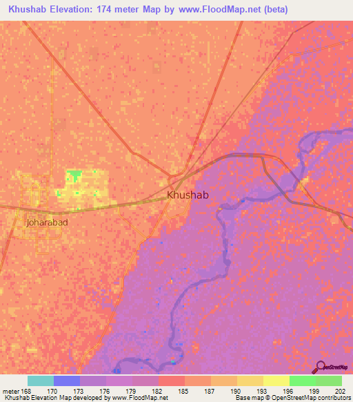 Khushab,Pakistan Elevation Map