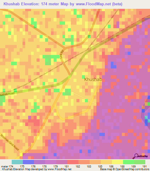 Khushab,Pakistan Elevation Map