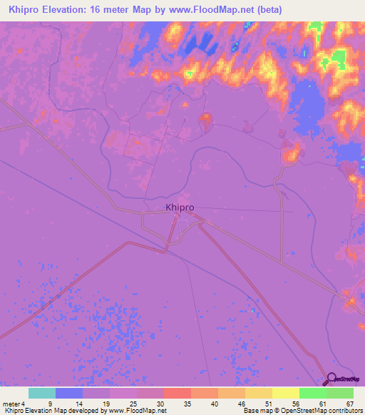 Khipro,Pakistan Elevation Map