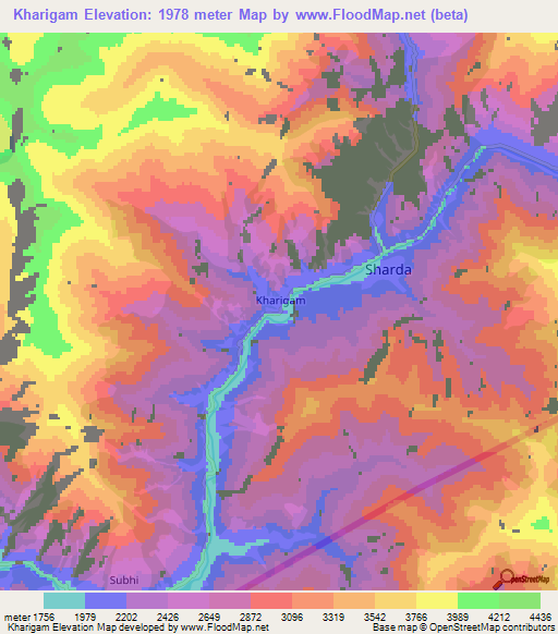 Kharigam,Pakistan Elevation Map