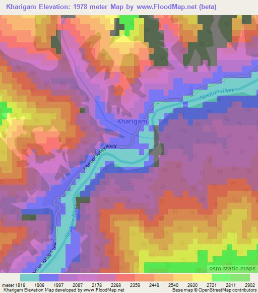 Kharigam,Pakistan Elevation Map