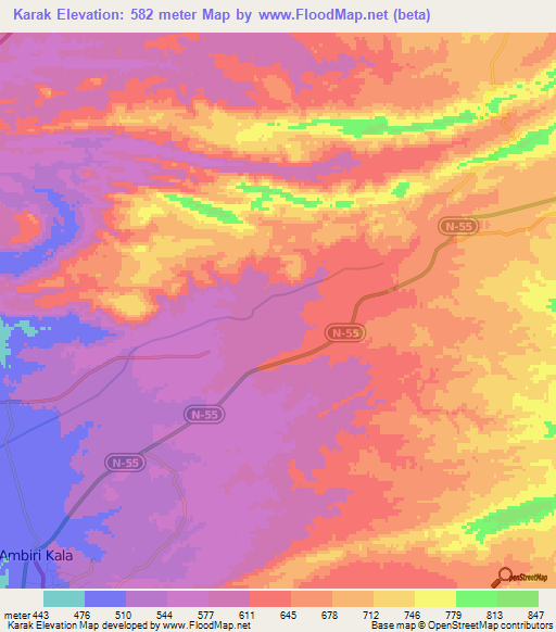 Karak,Pakistan Elevation Map