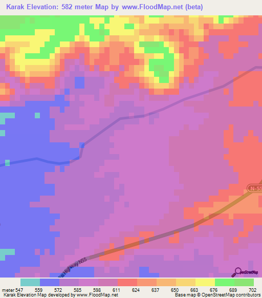 Karak,Pakistan Elevation Map