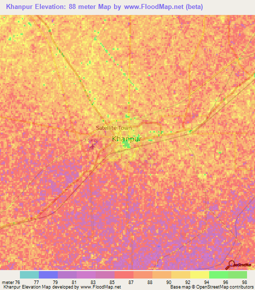 Khanpur,Pakistan Elevation Map