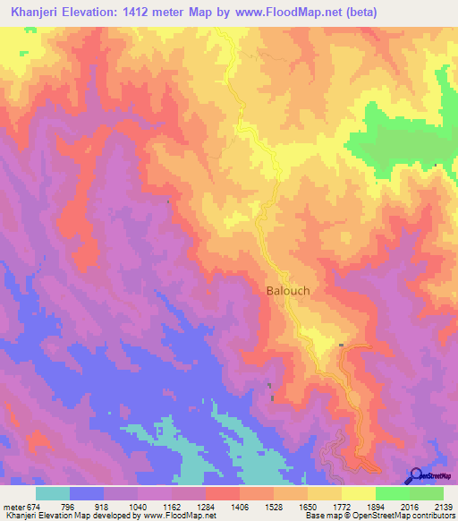 Khanjeri,Pakistan Elevation Map