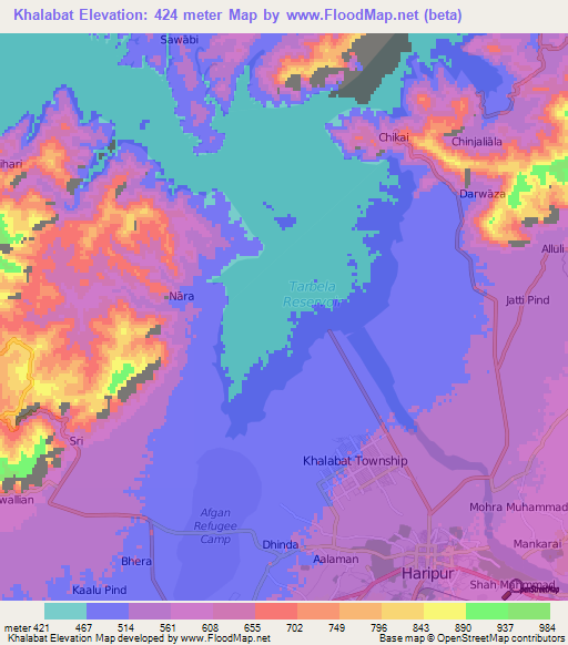 Khalabat,Pakistan Elevation Map