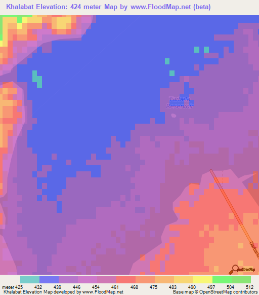 Khalabat,Pakistan Elevation Map