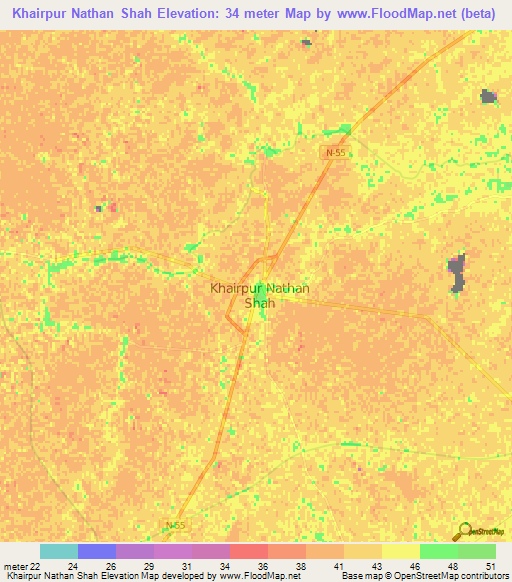 Khairpur Nathan Shah,Pakistan Elevation Map