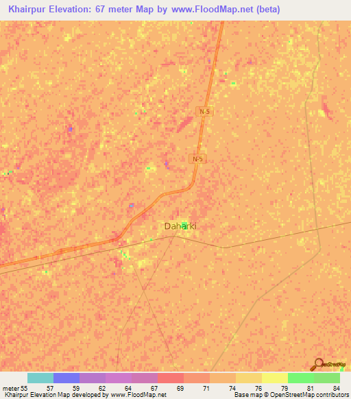 Khairpur,Pakistan Elevation Map