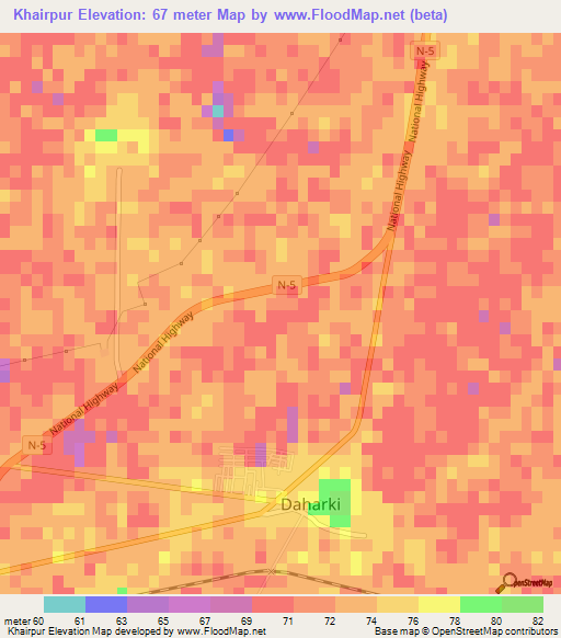 Khairpur,Pakistan Elevation Map