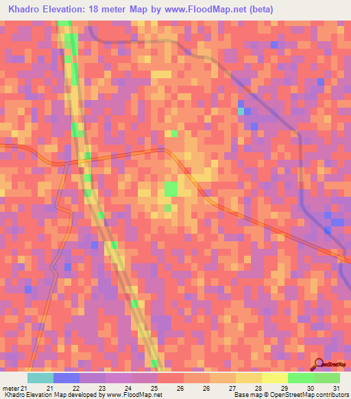 Khadro,Pakistan Elevation Map