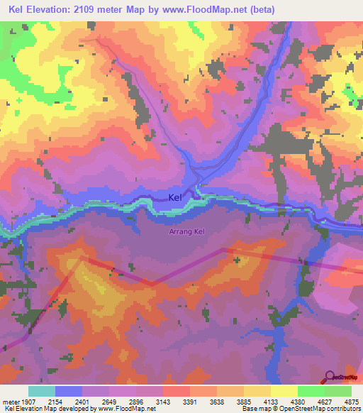 Kel,Pakistan Elevation Map