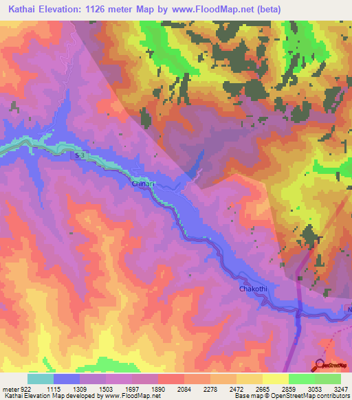 Kathai,Pakistan Elevation Map