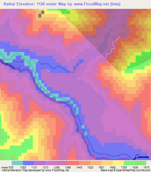 Kathai,Pakistan Elevation Map