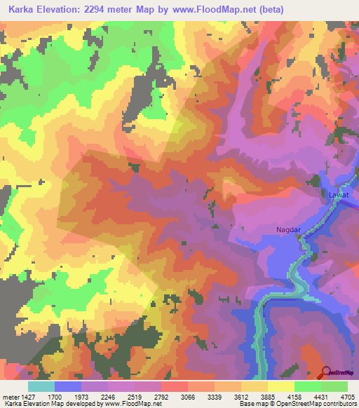 Karka,Pakistan Elevation Map