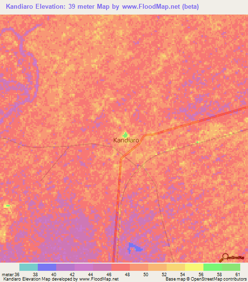 Kandiaro,Pakistan Elevation Map