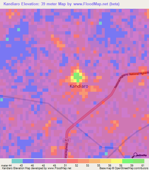 Kandiaro,Pakistan Elevation Map