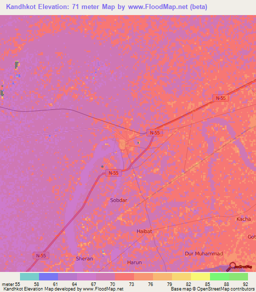 Kandhkot,Pakistan Elevation Map