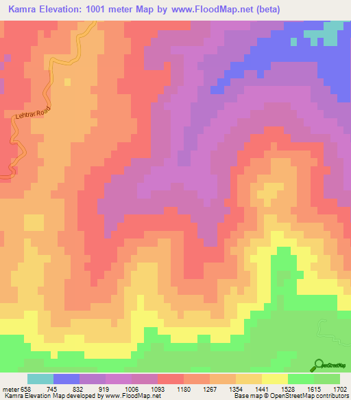 Kamra,Pakistan Elevation Map