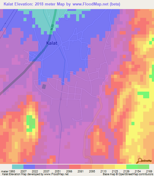 Kalat,Pakistan Elevation Map