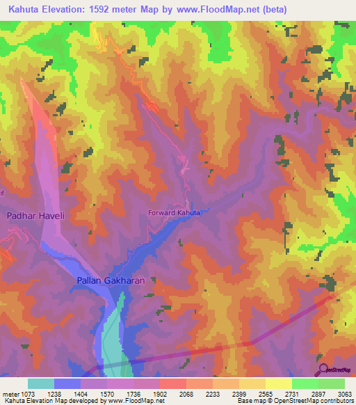 Kahuta,Pakistan Elevation Map