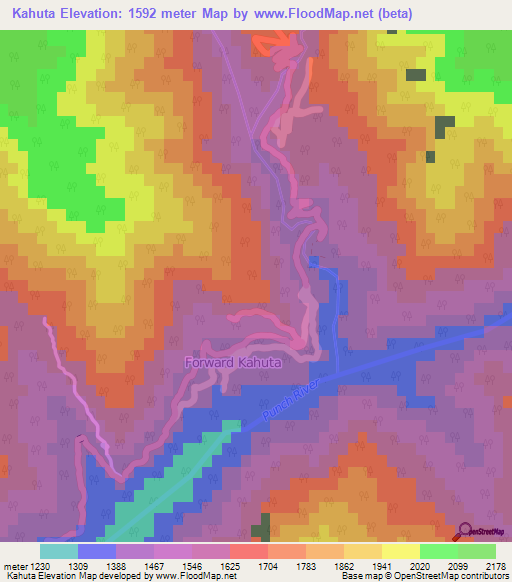 Kahuta,Pakistan Elevation Map