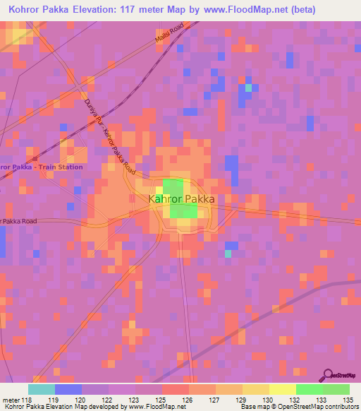 Kohror Pakka,Pakistan Elevation Map